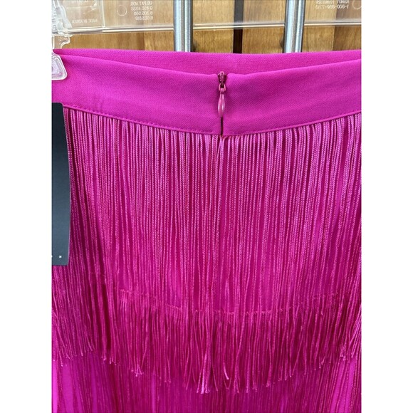 Aomei Women L Tiered Fringe High Waist Pencil Skirt Pink Cha-Cha Skirt New Zip - Picture 5 of 15